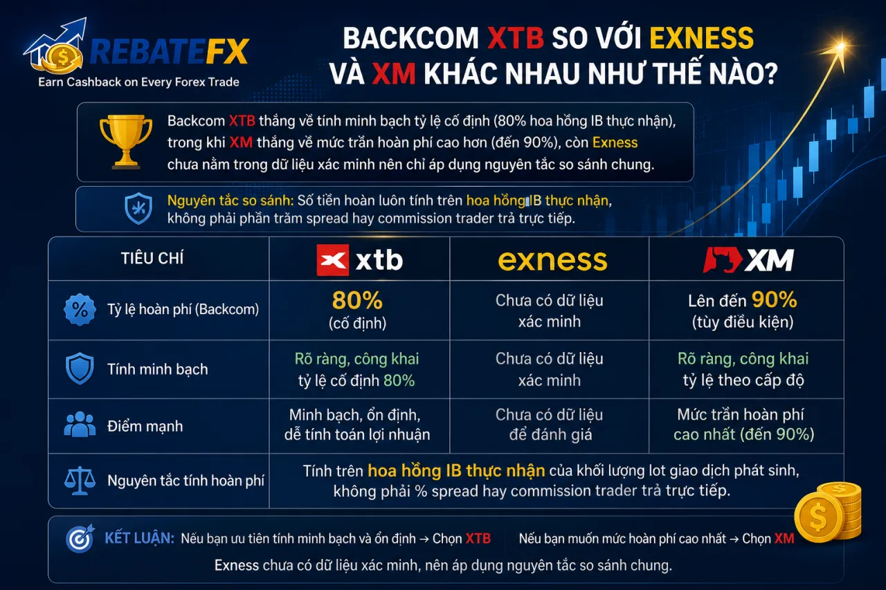 Backcom XTB So Với Exness Và XM Khác Nhau