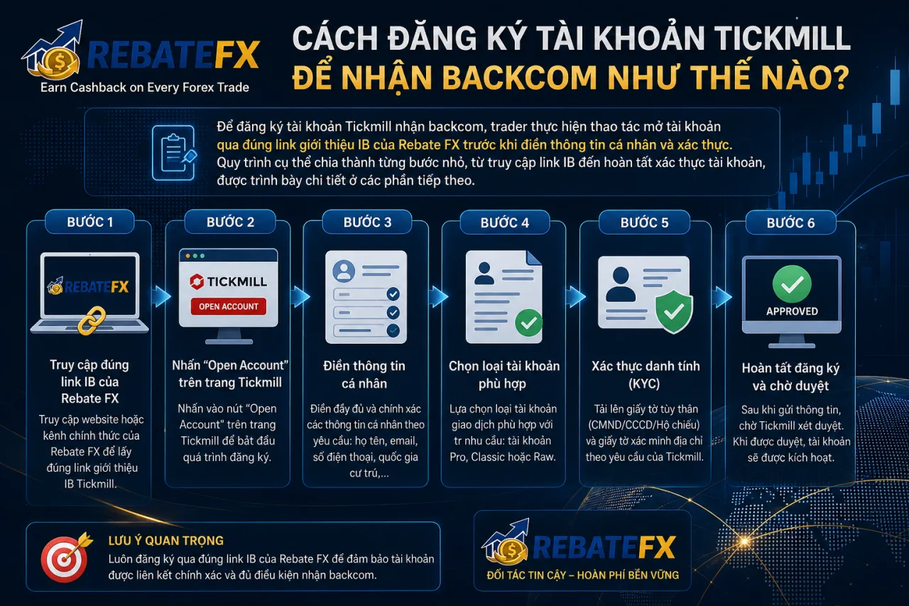 Đăng Ký Tài Khoản Tickmill Để Nhận Backcom