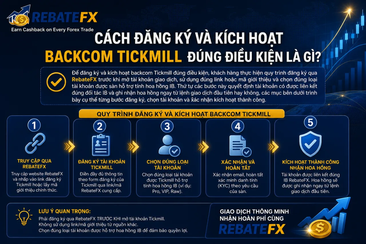 Đăng Ký Và Kích Hoạt Backcom Tickmill Đúng Điều Kiện