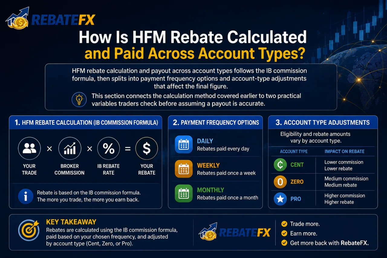 How Is HFM Rebate Calculated and Paid Across Account Types