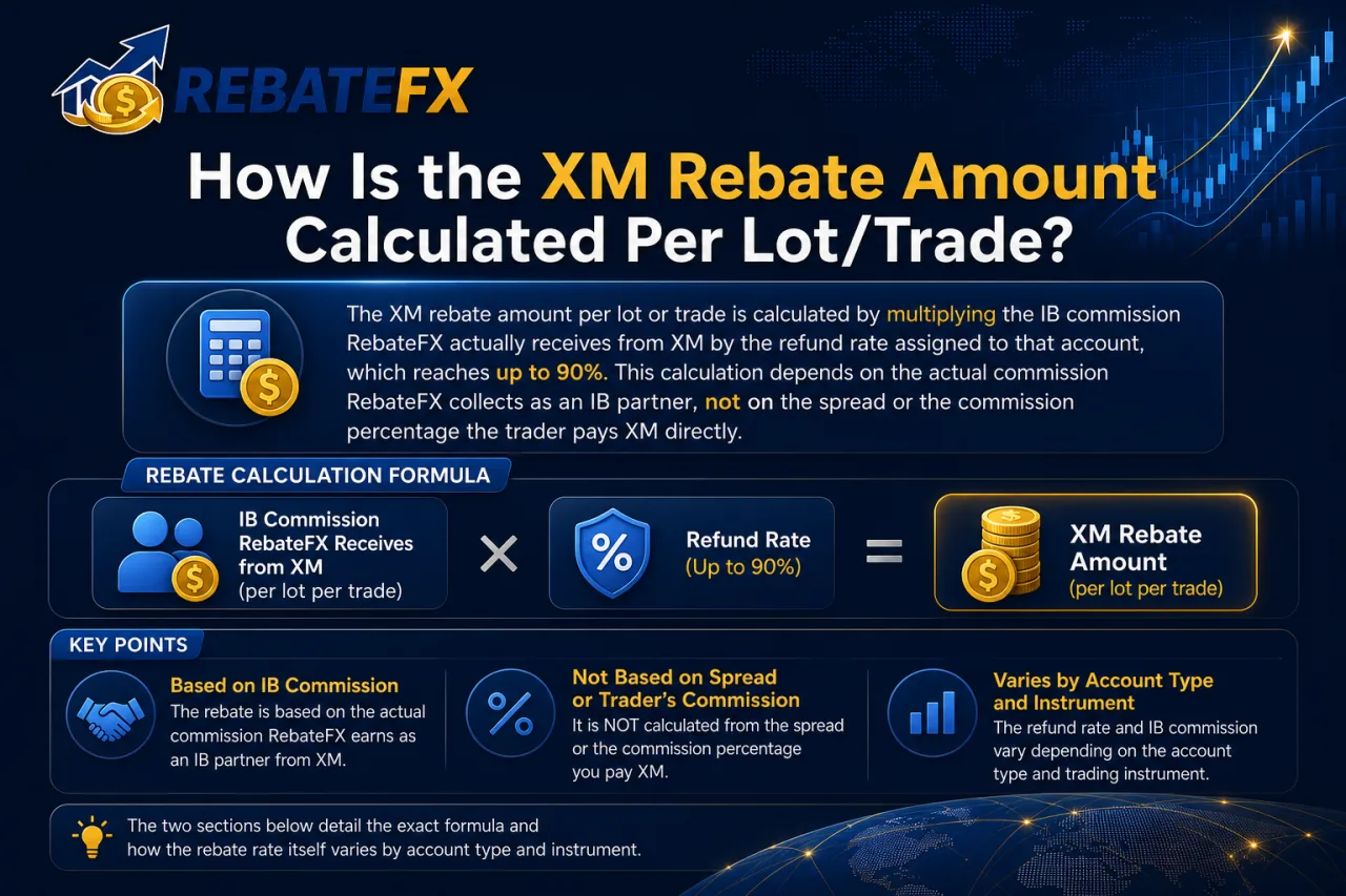 How Is the XM Rebate Amount Calculated Per Lot/Trade