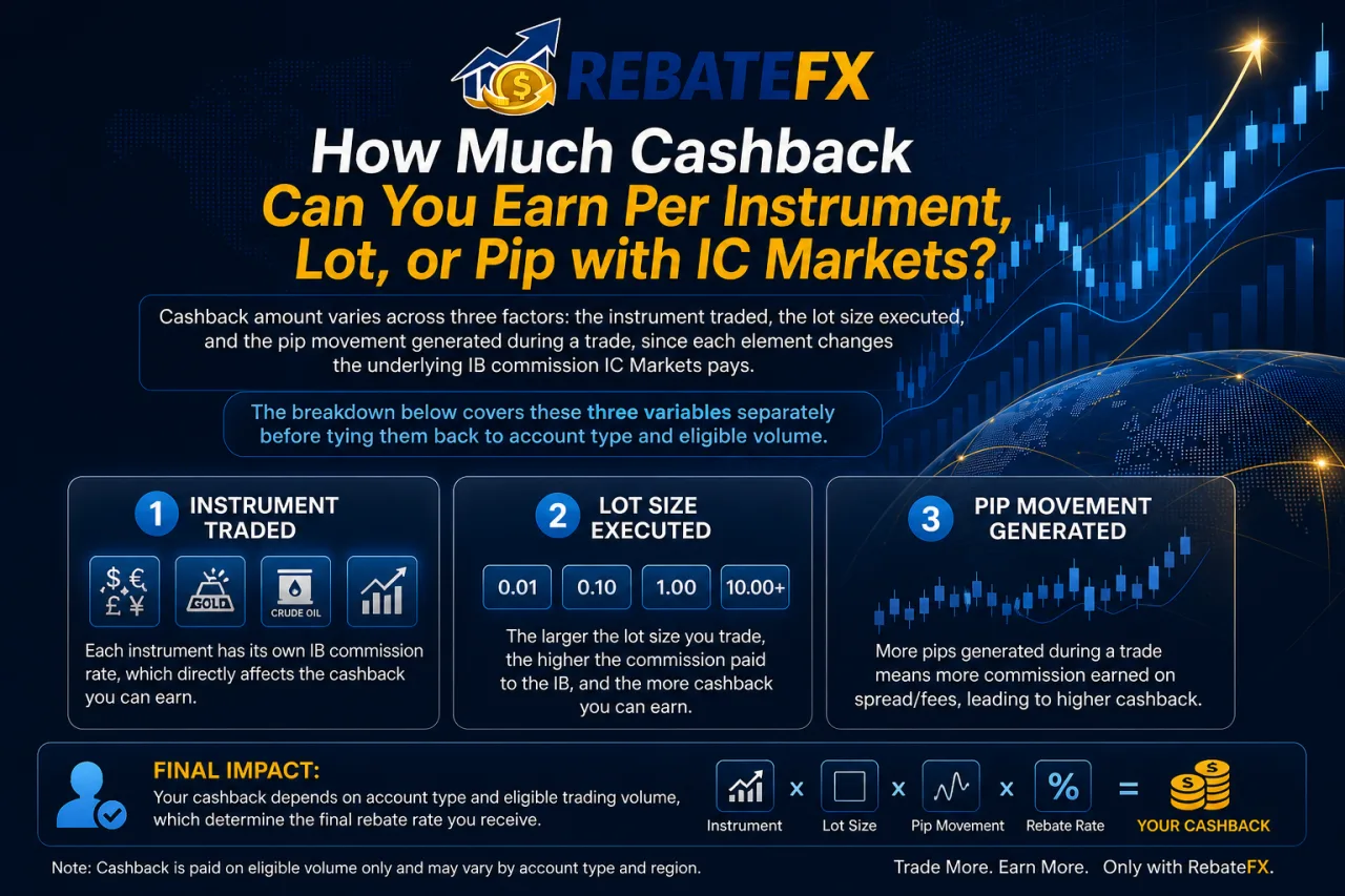 How Much Cashback Can You Earn Per Instrument, Lot, or Pip with IC Markets