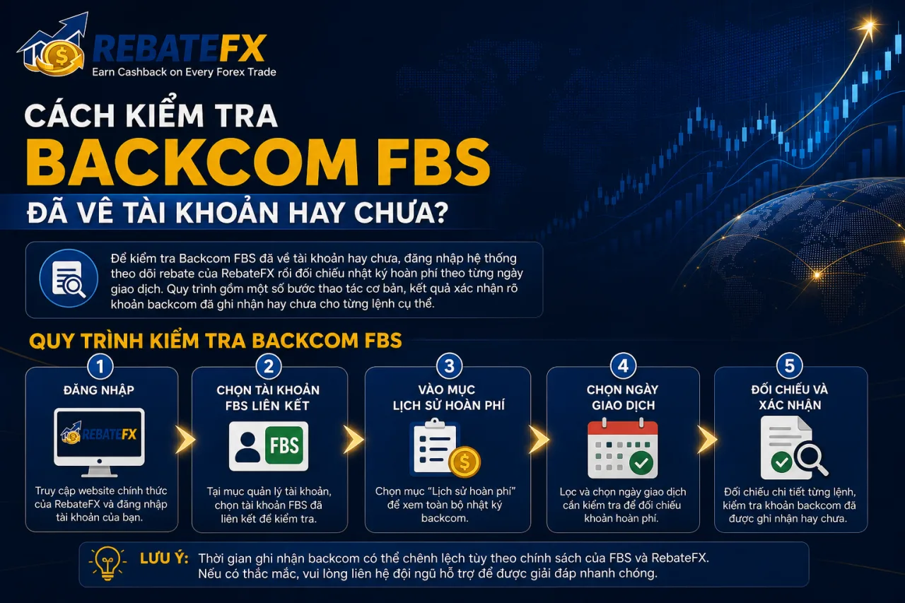 Kiểm tra Backcom FBS đã về tài khoản hay chưa