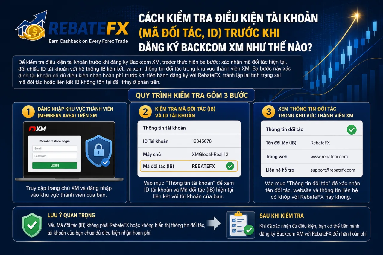 Kiểm Tra Điều Kiện Tài Khoản (Mã Đối Tác, ID) Trước Khi Đăng Ký Backcom XM