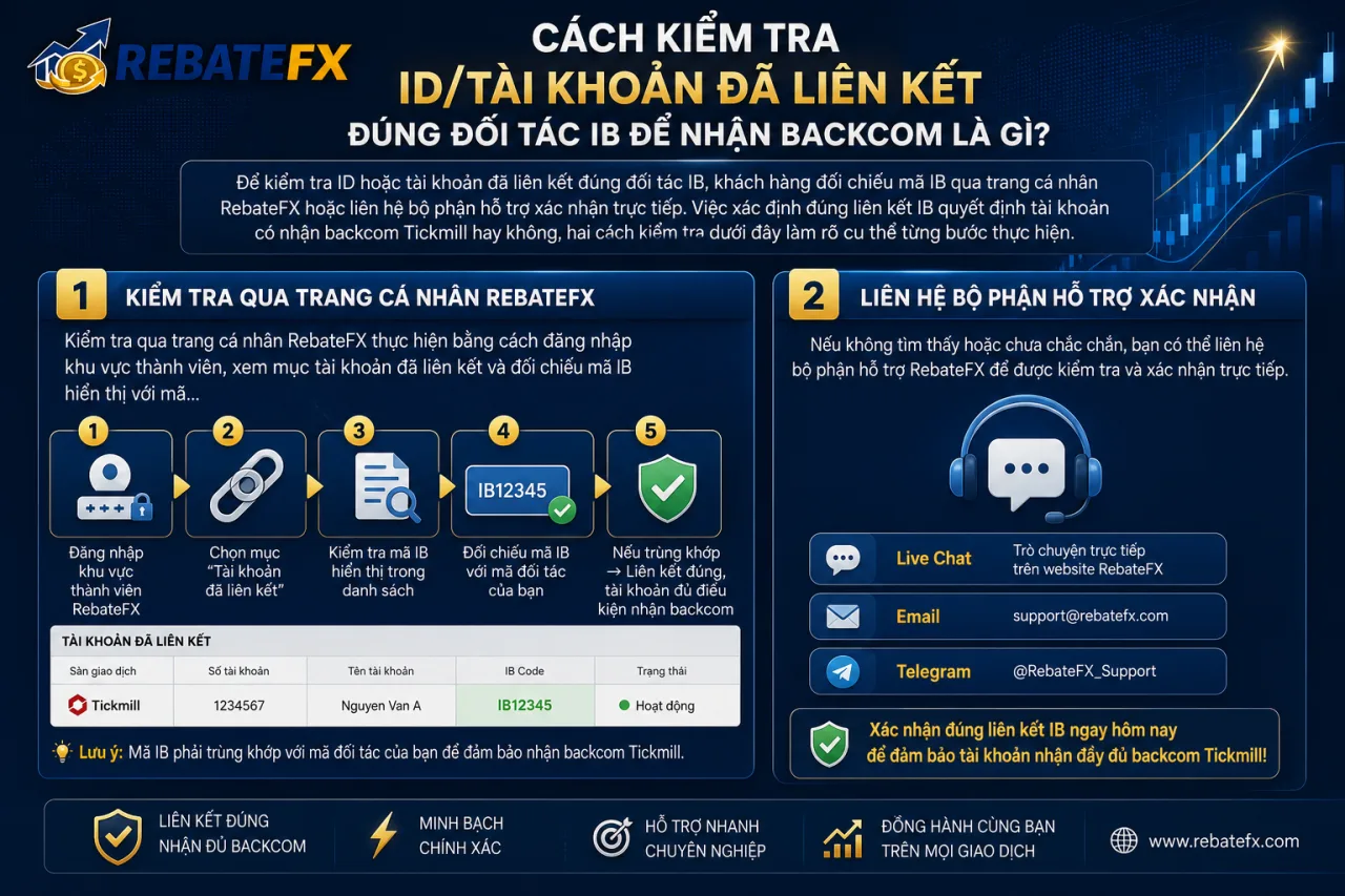 Kiểm Tra ID/Tài Khoản Đã Liên Kết Đúng Đối Tác IB Để Nhận Backcom