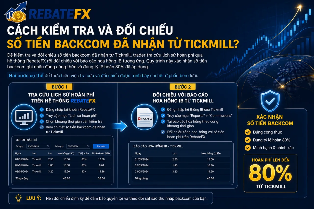 Kiểm Tra Và Đối Chiếu Số Tiền Backcom Đã Nhận Từ Tickmill