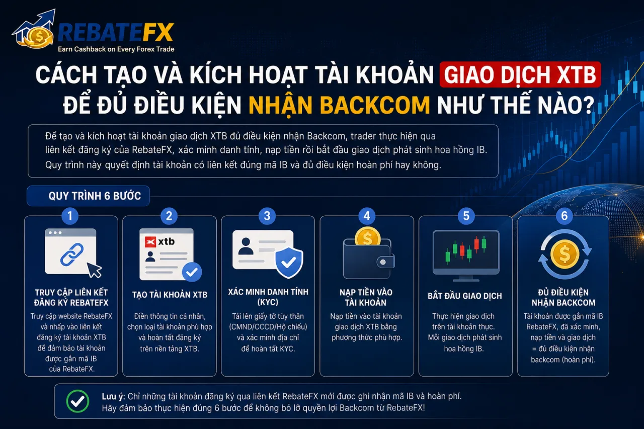 tạo và kích hoạt tài khoản giao dịch XTB để đủ điều kiện nhận Backcom Tạo và kích hoạt tài khoản giao dịch XTB để đủ điều kiện nhận Backcom