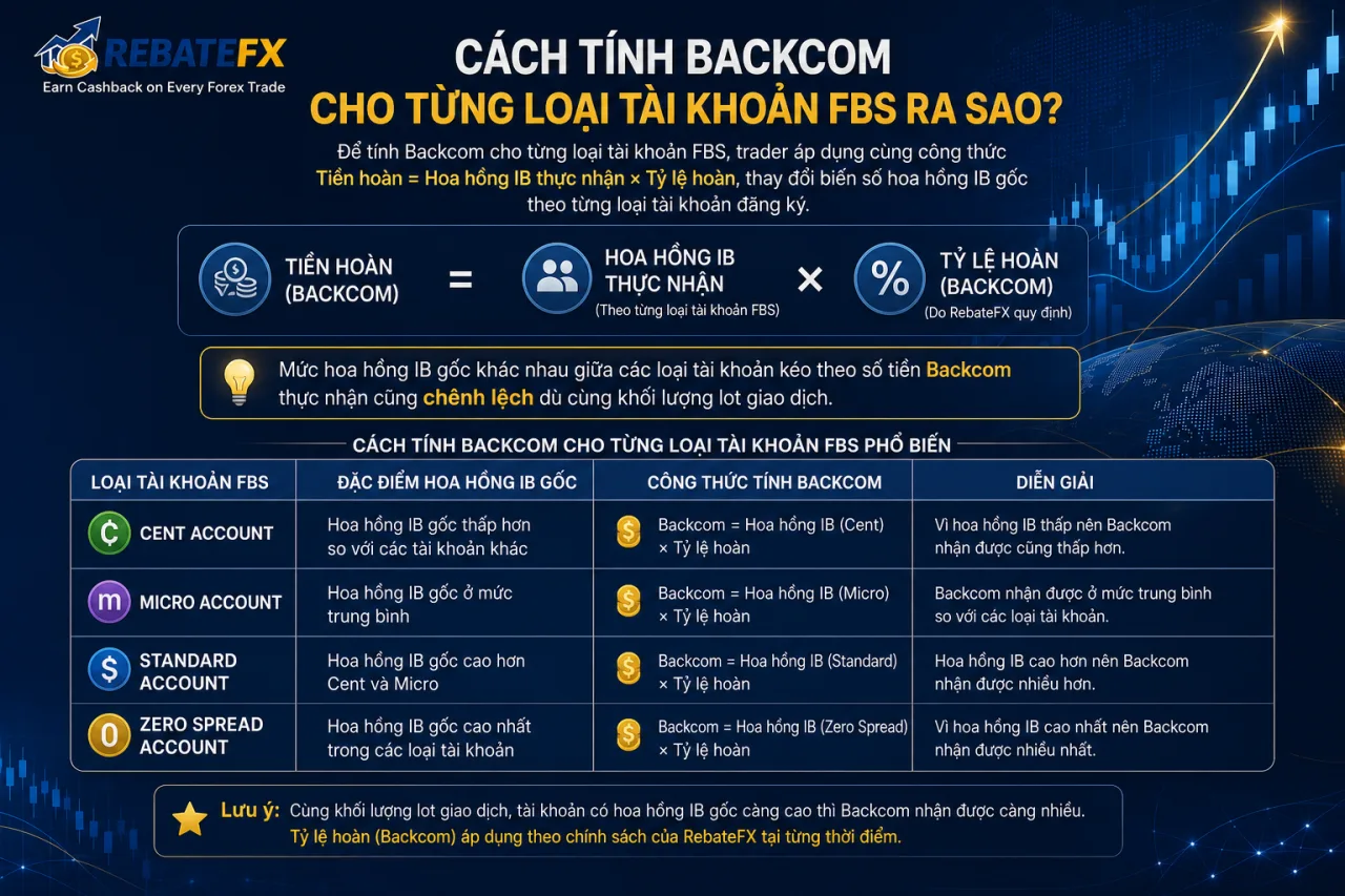 Tính Backcom Cho Từng Loại Tài Khoản FBS