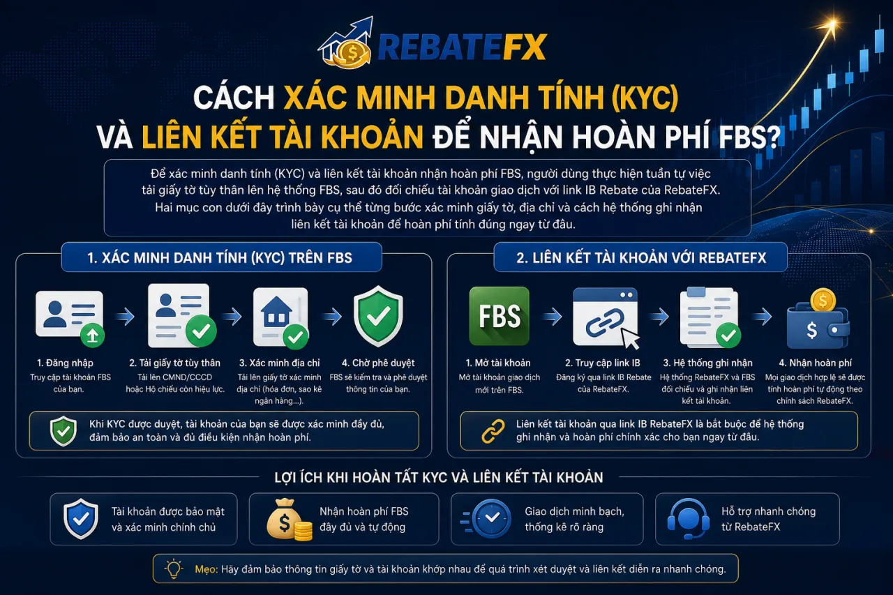 xác minh danh tính (KYC) và liên kết tài khoản để nhận hoàn phí FBS Xác minh danh tính (KYC) và liên kết tài khoản để nhận hoàn phí FBS