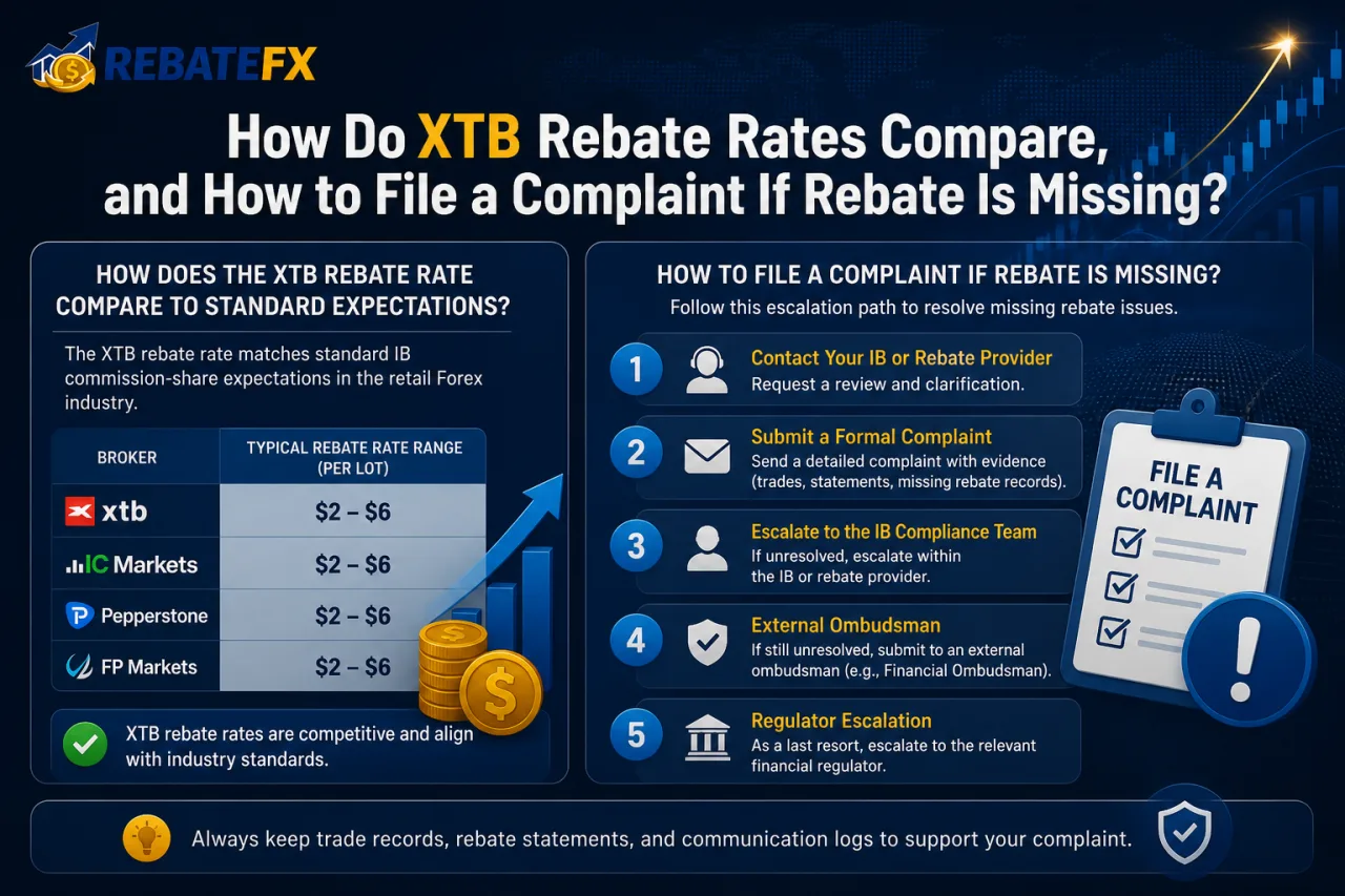 How Do XTB Rebate Rates Compare, and How to File a Complaint If Rebate Is Missing