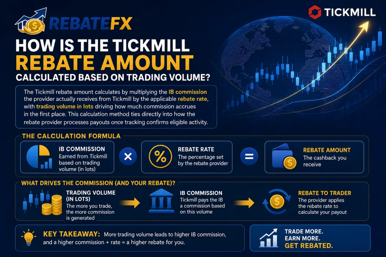 How Is the Tickmill Rebate Amount Calculated Based on Trading Volume