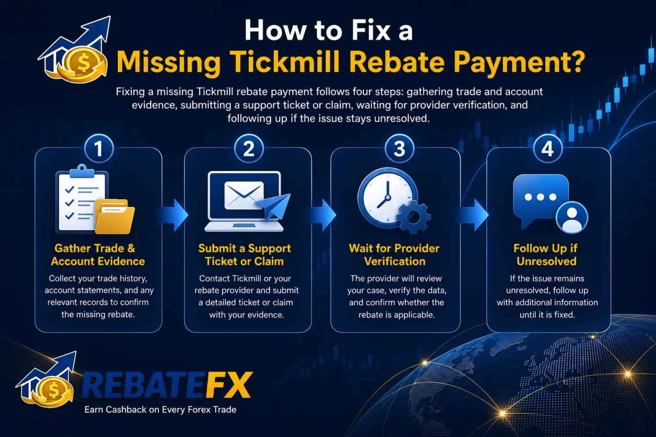 How to Fix a Missing Tickmill Rebate Payment How to Fix a Missing Tickmill Rebate Payment