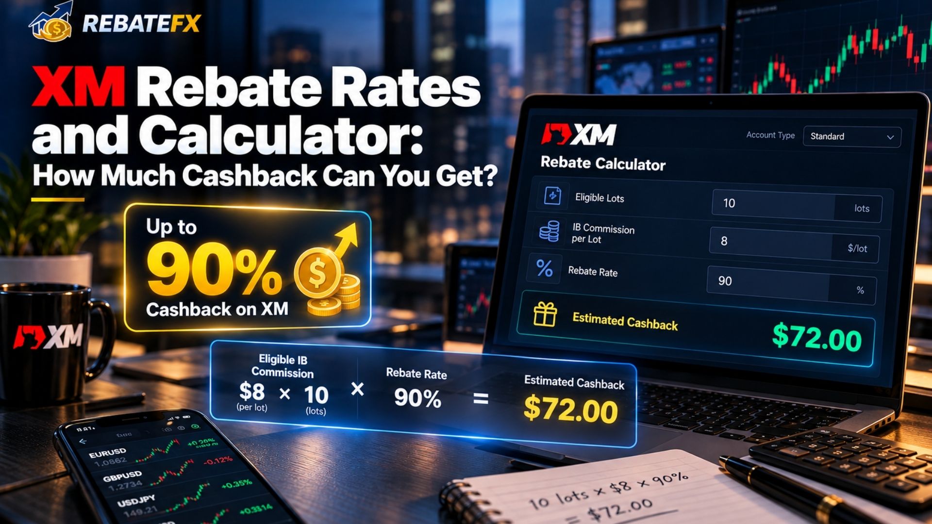 XM Rebate Rates and Calculator: How Much Cashback Can You Get?